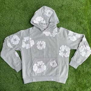 Grey And White Denim Tears Hoodie